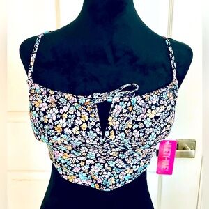 Reef Ditsy Long Line Corset Bathing Suit Top